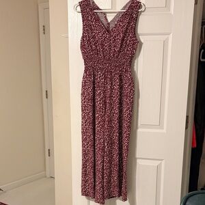 Gap Red Floral Jumpsuit with Pockets
